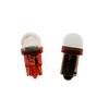 2, 6.3 volt, 1smd, non-ghosting, pinball bulbs. One red with a wedge base and a clear lens and one red with a bayonet base and frosted lens
